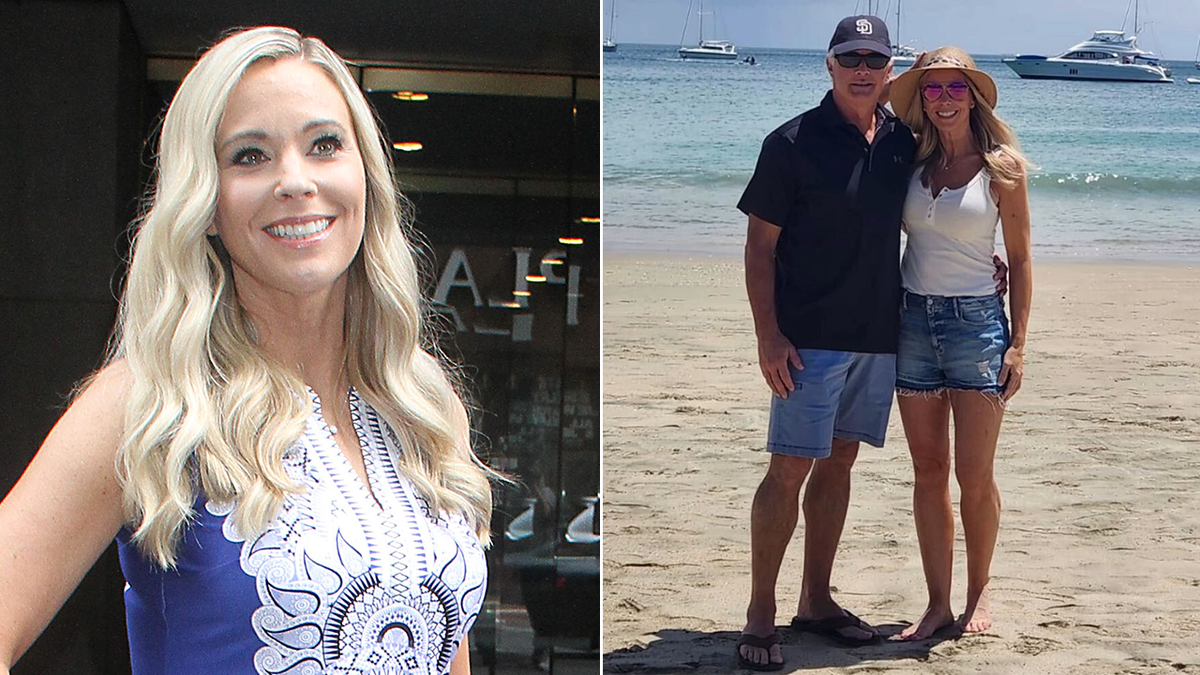 A split of Kate Gosselin smiling and Kate with Steve Neild.
