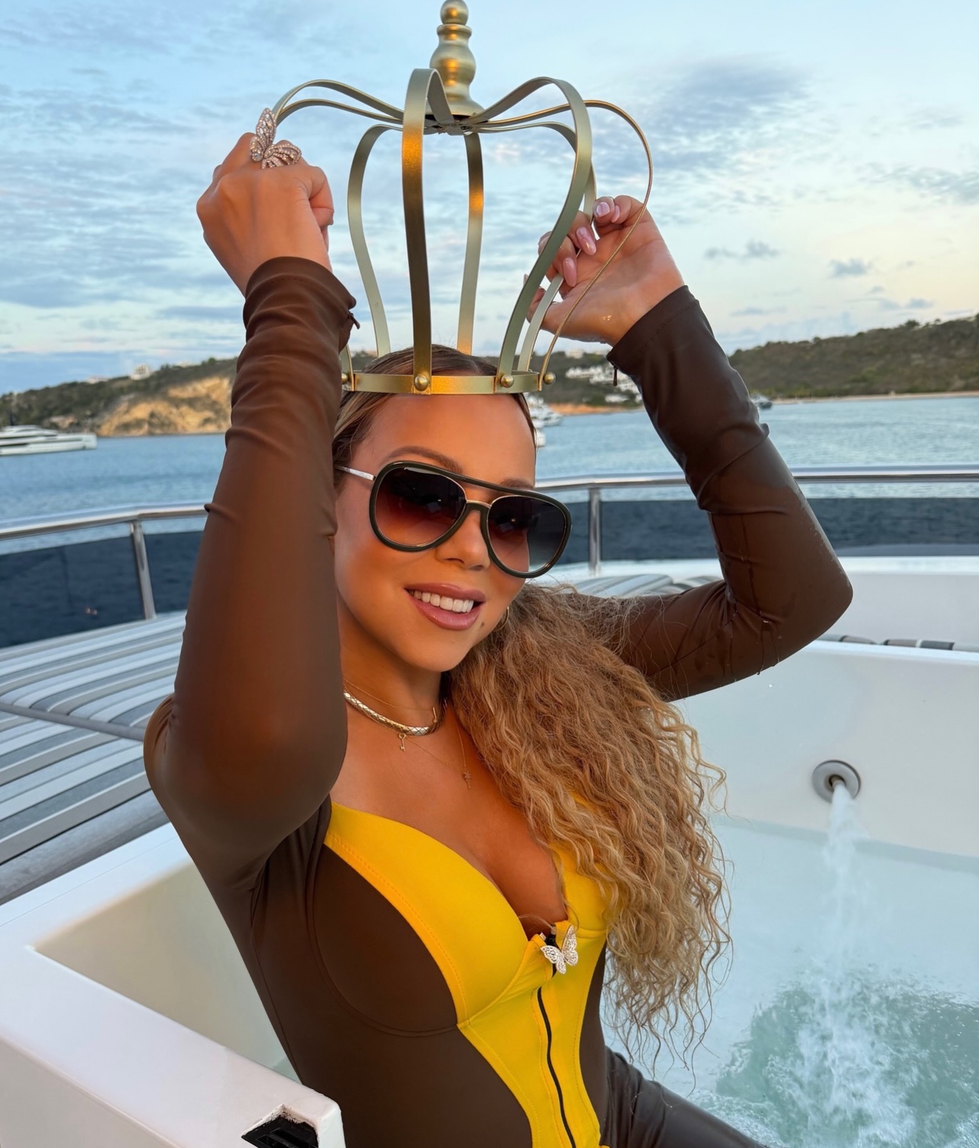 Queen Mariah Carey celebrates her 57th birthday — or “anniversary,” as she likes to call it — on a yacht.
