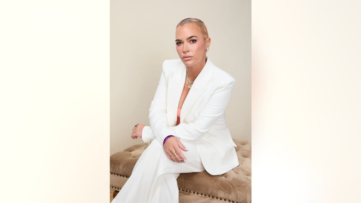 Teddi Mellencamp visiting Trü Frü backstage portrait studio at Wango Tango concert in Huntington Beach