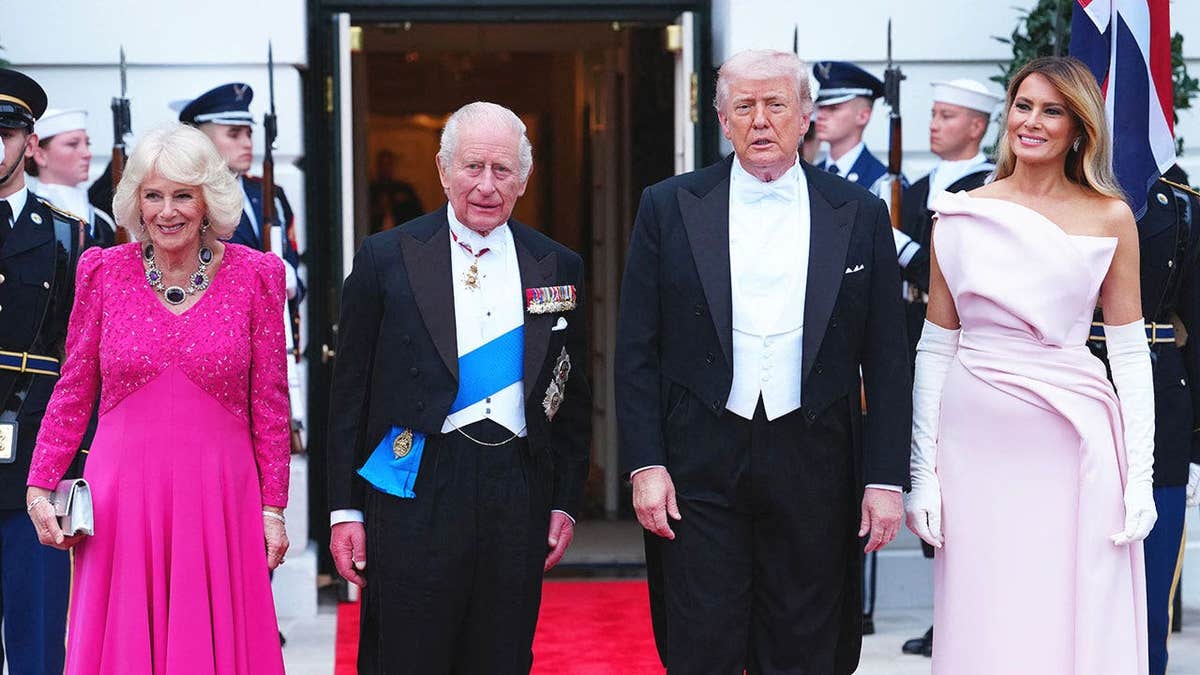 The king and queen with President Trump and first lady Melania Trump posing together ahead of the state dinner.