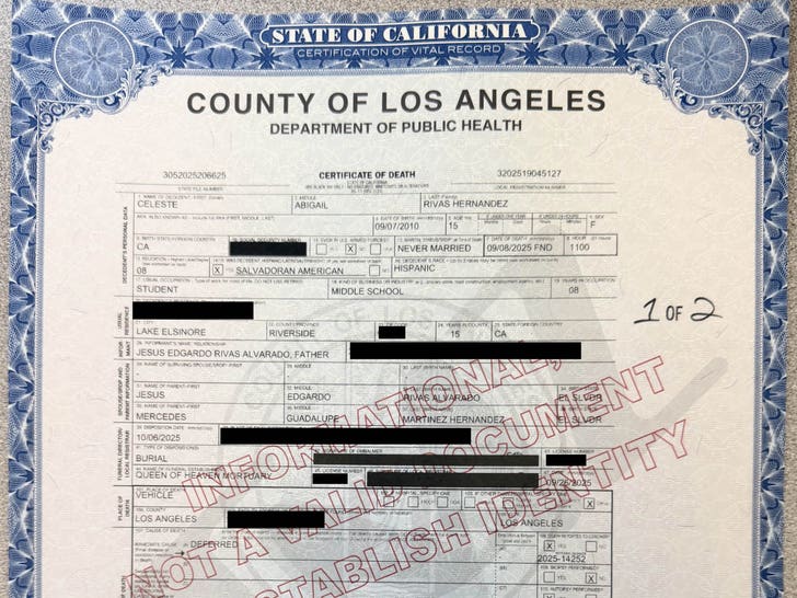Celeste Rivas Death Certificate