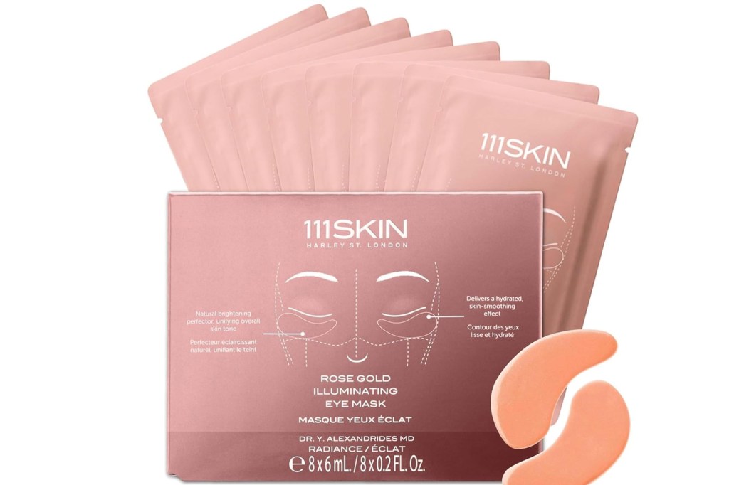 111SKIN Rose Gold Illuminating Eye Mask box with eye masks.