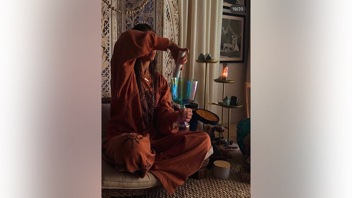 Jessica Alba meditating 