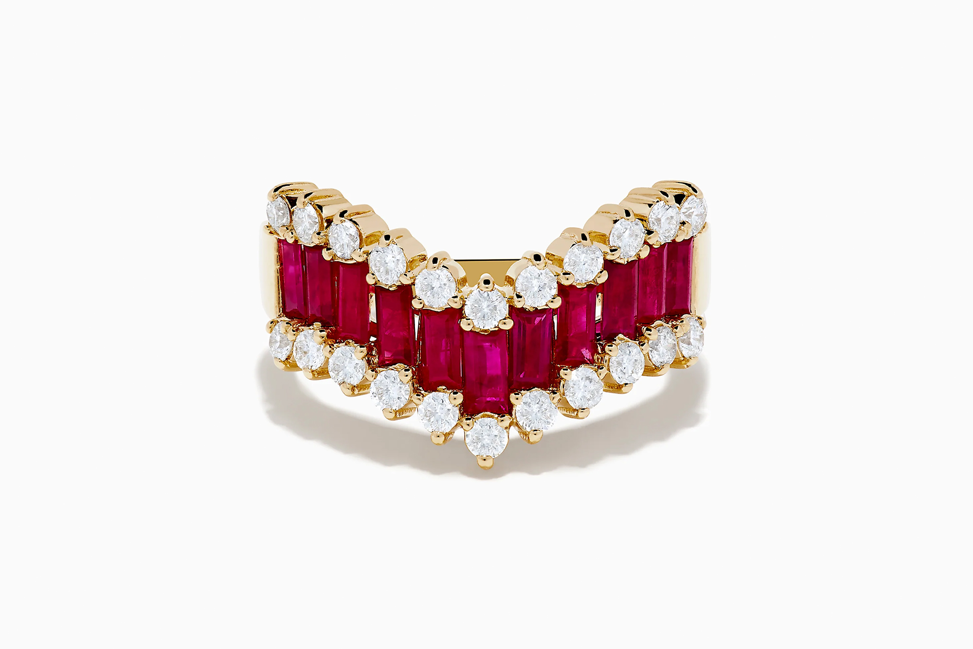 Effy chevron ring with rubies and diamonds.
