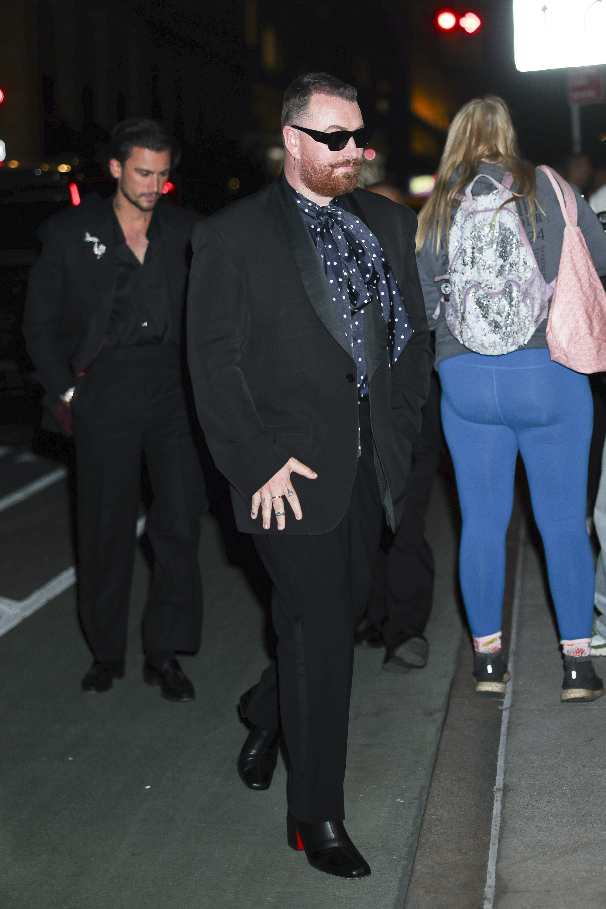 Sam Smith and Christian Cowan attend Jeff Bezos' star-studded Pre-Met Gala Celebration in New York.