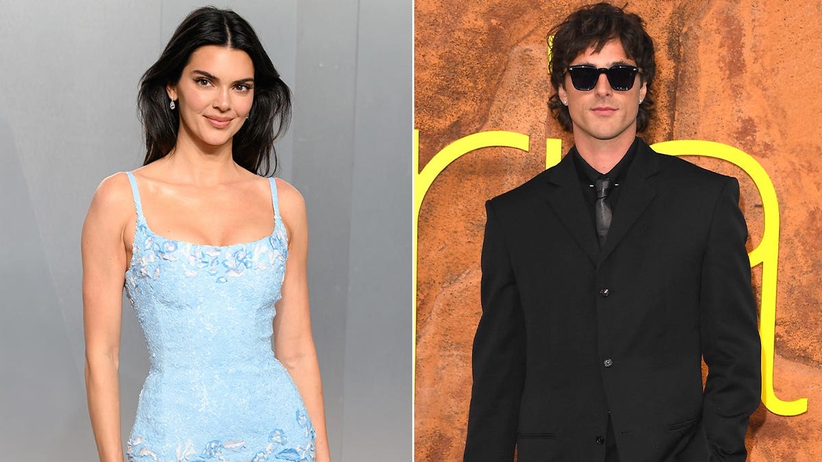 A split image of Kendall Jenner and Jacob Elordi