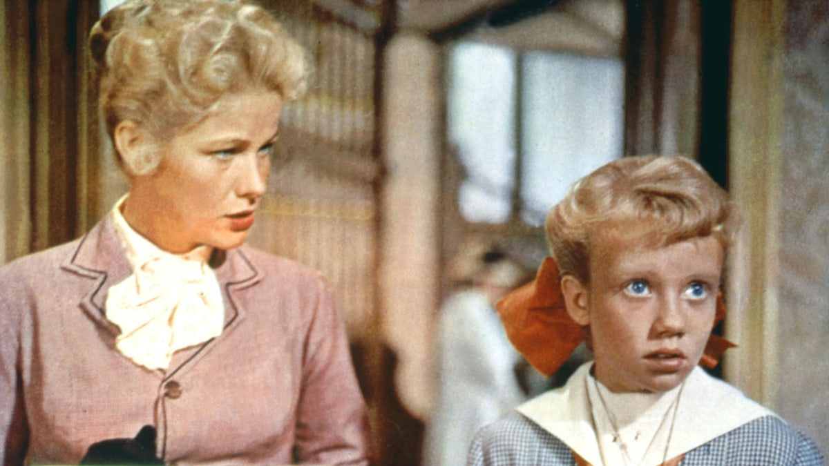 Nancy Olson and Hayley Mills filming a scene from Pollyanna