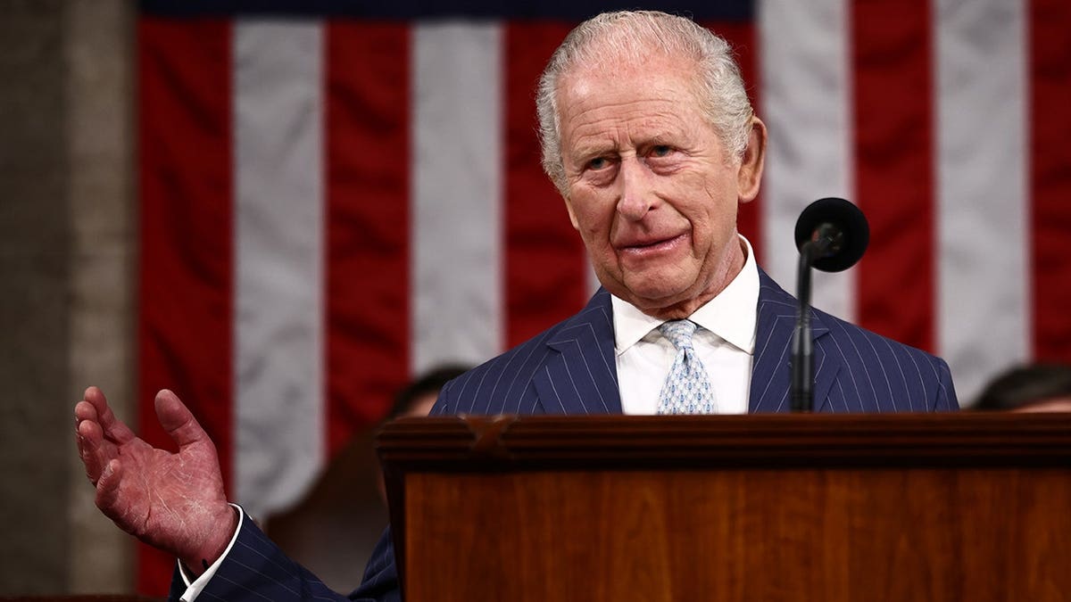 King Charles III speaking at a joint meeting of Congress in Washington, D.C.