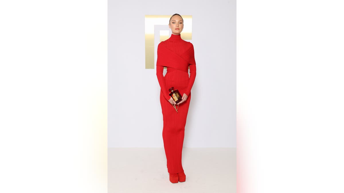 Candice Swanepoel walking runway at Balmain Womenswear Spring-Summer 2025 show in Paris