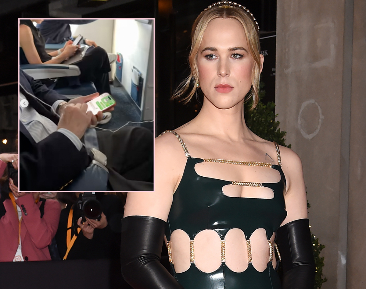 Flight Passenger Freaks Out & Sends Hateful Texts To Pals Over Transgender Woman Sitting Next To Him - Little Does He Know It's Actress Tommy Dorfman & She's Got It All On Video!