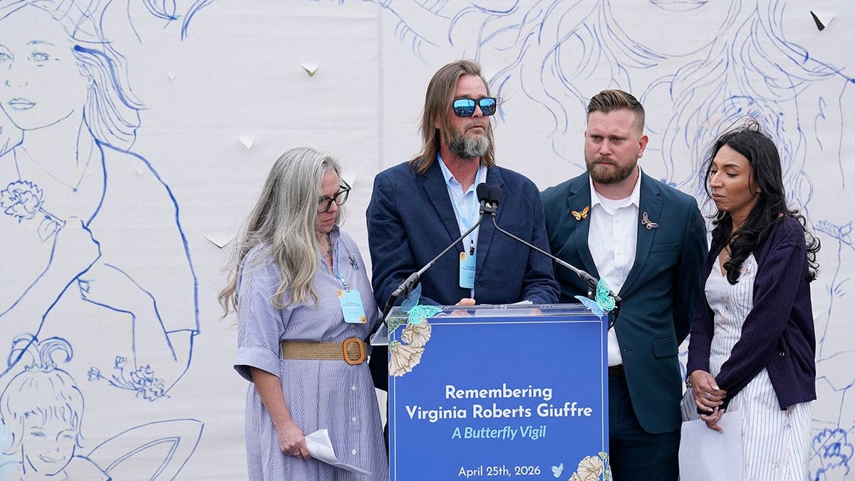 Lanette Wilson, Danny Wilson, Sky Roberts, and Amanda Roberts speaking at a vigil in Washington, D.C.